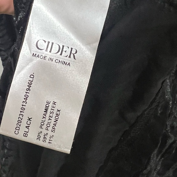 Cider Textured Black Long Sleeve Dress All Black Velvet Zebra Print Side Slit - Picture 3 of 3